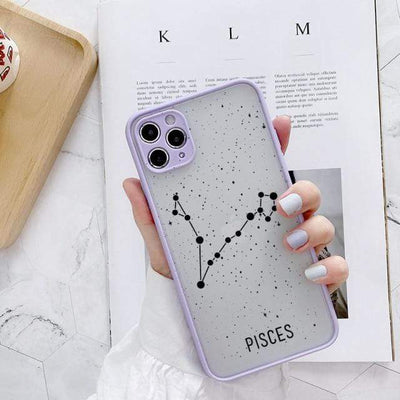 wickedafstore for SE 2020 / purple PISCES Twelve Constellations Phone Cases For iPhone X XR XS Max Case For iPhone 8 6s 7 Plus SE 2020 11 12 Pro Max Mini Hard Back Cover