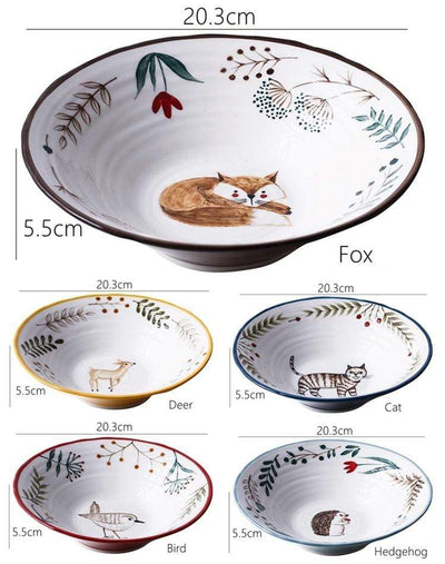 wickedafstore Forest Animals Ceramic Bowls