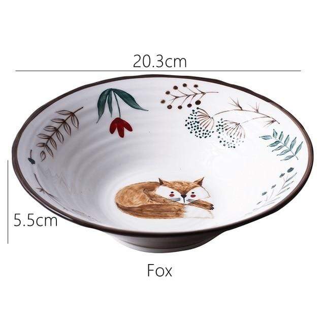 wickedafstore Fox Forest Animals Ceramic Bowls