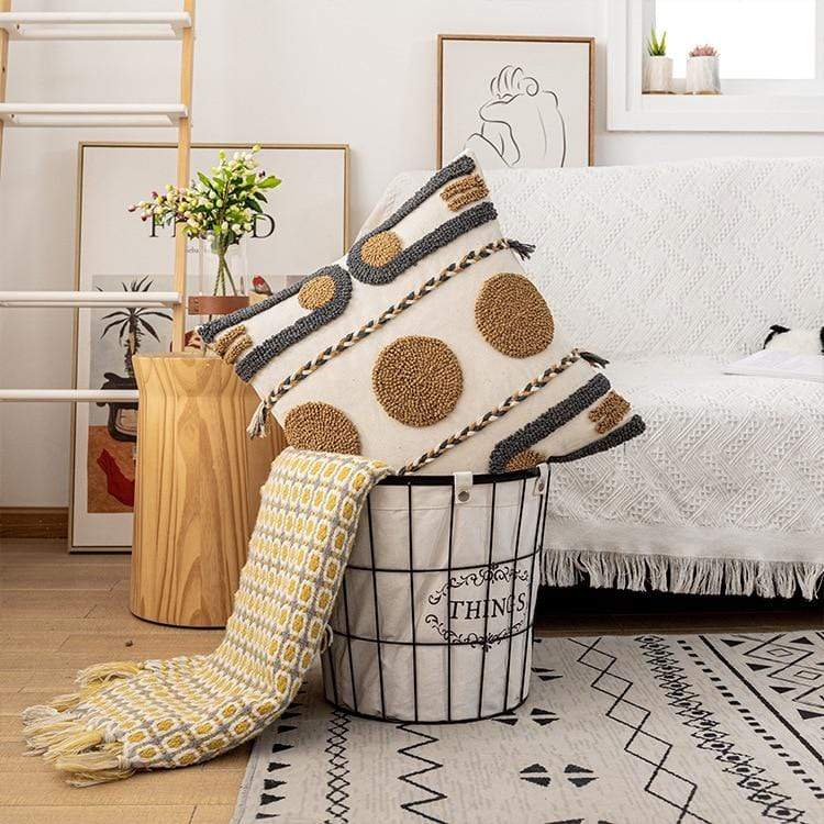 wickedafstore Geometric Embroidered Cushion Cover