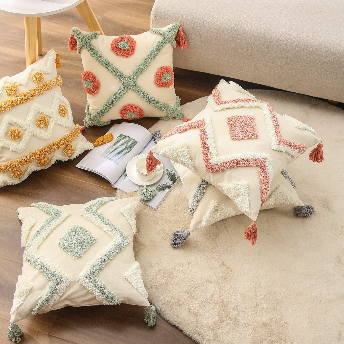 wickedafstore Geometric Tufted Cushion Covers