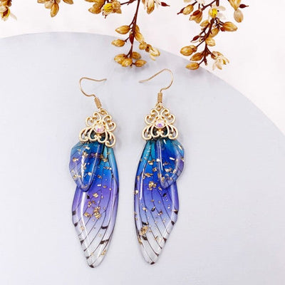 wickedafstore GF-Blue Fairy Wings Earrings Colorful Edition