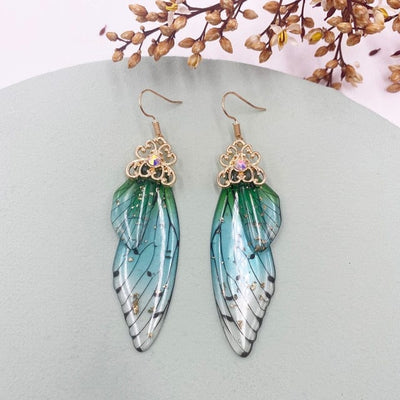 wickedafstore GF-Green Fairy Wings Earrings Colorful Edition