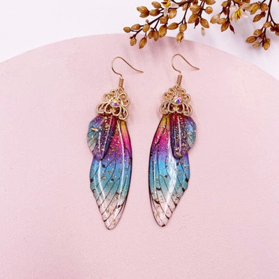 wickedafstore GF-Rainbow Fairy Wings Earrings Colorful Edition