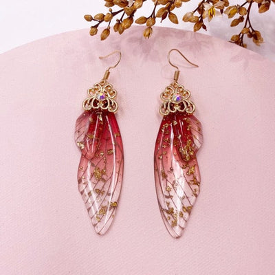 wickedafstore GF-Red Fairy Wings Earrings Colorful Edition