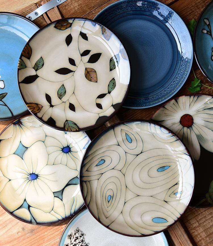 wickedafstore Glazed Hand-Painted Plates