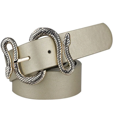 wickedafstore Gold-Beige / 100cm Snake Pin Buckle Belt