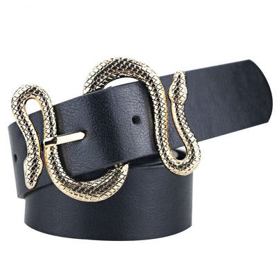 wickedafstore Gold-black / 100cm Snake Pin Buckle Belt