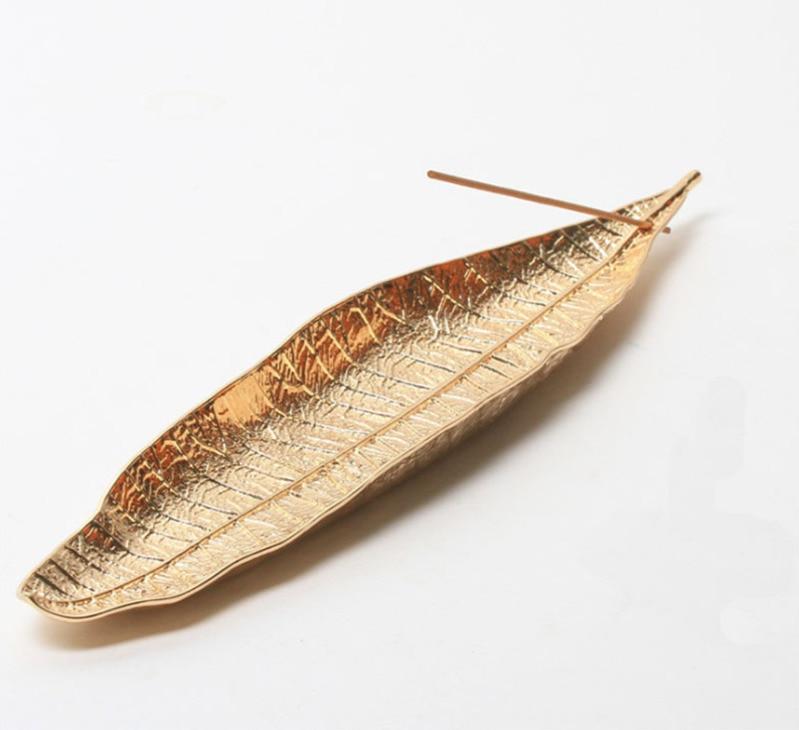 wickedafstore Gold Bodhi Leaf Incense Stick Burner
