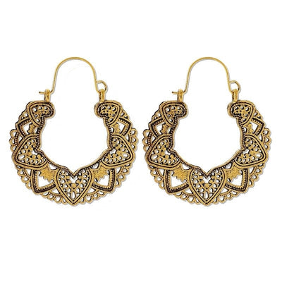 wickedafstore Gold Hollow Out Hoop Boho Earrings