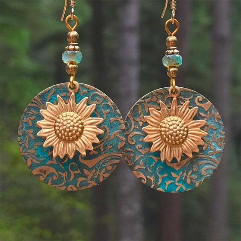 wickedafstore Gold-plated Sunflower Earrings