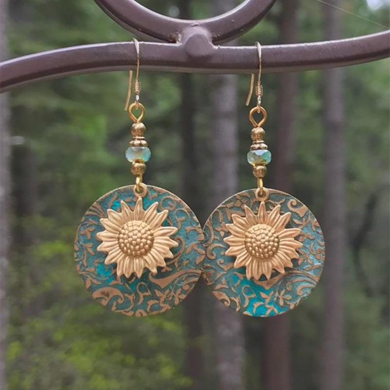 wickedafstore Gold-plated Sunflower Earrings