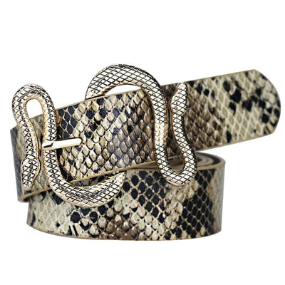 wickedafstore Gold-snake / 100cm Snake Pin Buckle Belt