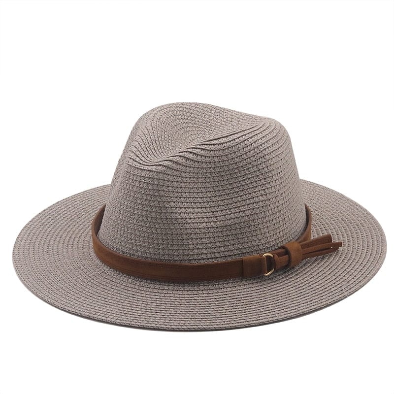 wickedafstore Gray Memphis Straw Fedora Hat