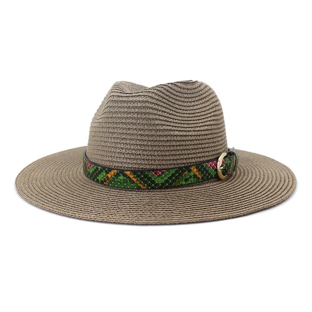 wickedafstore Gray Panama Straw Hat