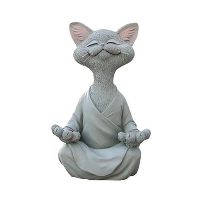 wickedafstore Gray Zen Cat Buddha