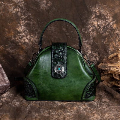wickedafstore Green / 22cm-9cm-18cm Genuine Leather Vintage Handbag