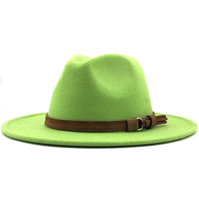 wickedafstore Green / 56-58CM Eridian Fedora Hat With Leather Ribbon