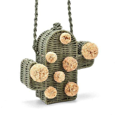 wickedafstore green Cactus Straw Summer Bag