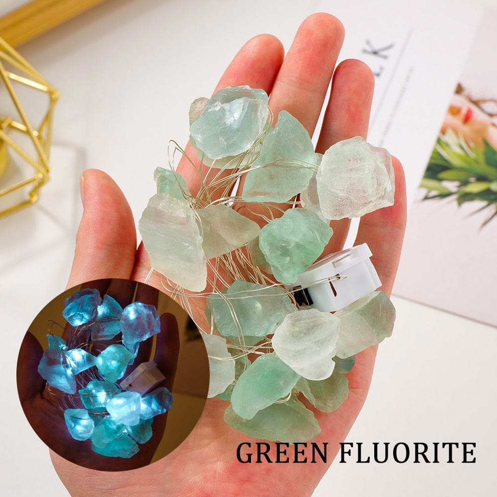 wickedafstore Green Fluorite Natural Quartz Crystals String Lights