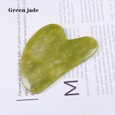 wickedafstore Green jade Gua Sha Heart Shaped Crystal Quartz