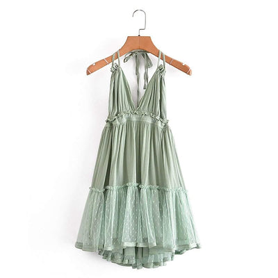 wickedafstore Green / L Ainhoa Backless Mini Dress