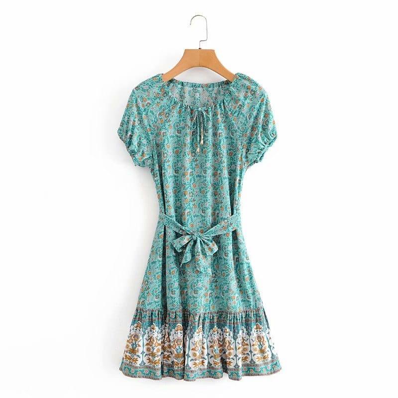 wickedafstore Green / S Adamina Boho Mini Dress ( 3 Colors )
