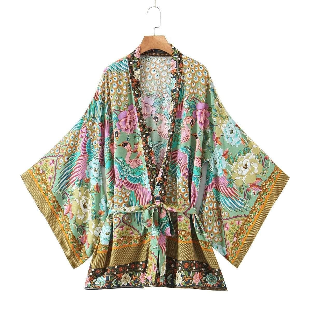 wickedafstore Green / S Adelaide Kimono