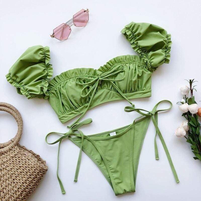 wickedafstore Green / M Zaria Bikini Set