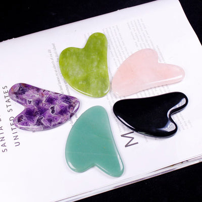 wickedafstore Gua Sha Heart Shaped Crystal Quartz