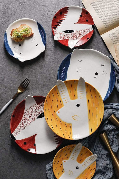 wickedafstore Hand Painted Animal Ceramic Plates