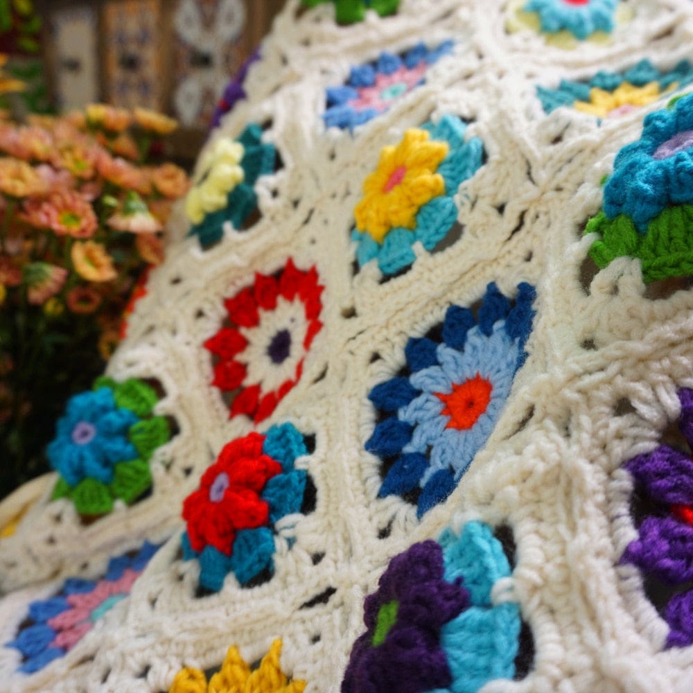 wickedafstore Handmade Boho Crochet Blanket