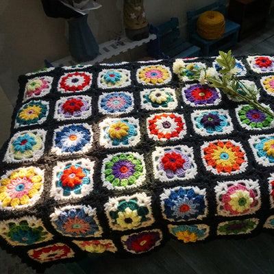 wickedafstore Handmade Boho Crochet Blanket