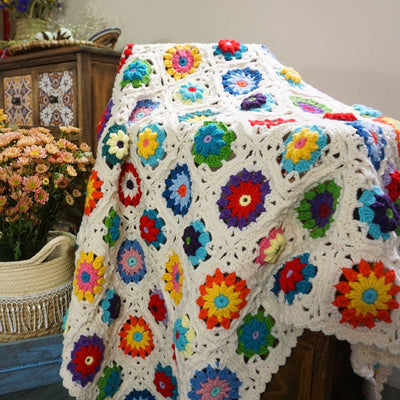 wickedafstore Handmade Boho Crochet Blanket