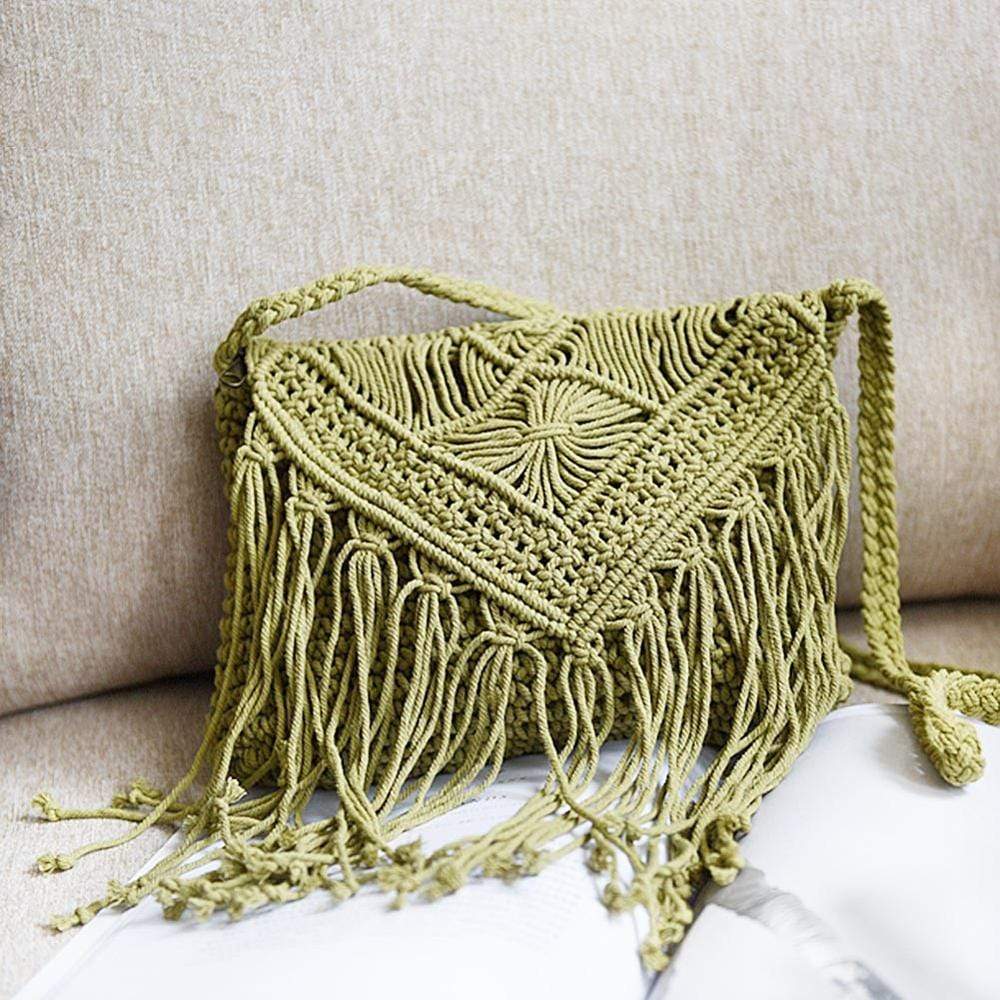 wickedafstore Handmade Crochet Bag with Tassels