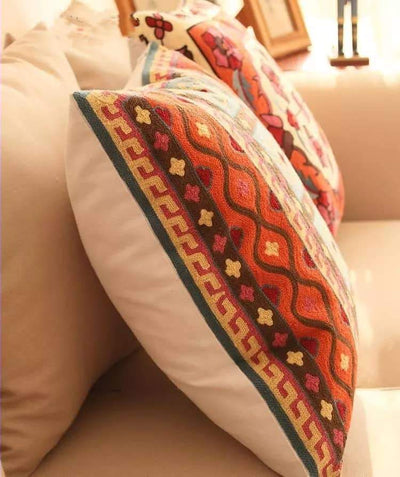 Handmade Geometric Embroidered Cushion Cover - wickedafstore