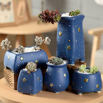 wickedafstore Handmade Starry Design Plant Pots