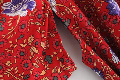 wickedafstore Harper Red Floral Kimono
