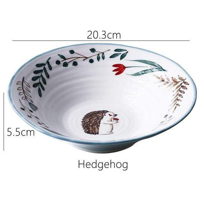 wickedafstore Hedgehog Forest Animals Ceramic Bowls
