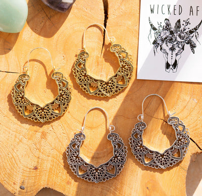 wickedafstore Hollow Out Hoop Boho Earrings