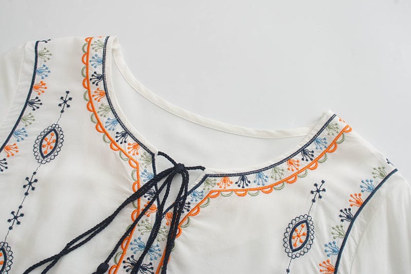 wickedafstore Ignatia Boho Embroidery Midi Dress