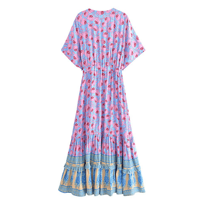 wickedafstore Indigo Boho Maxi Dress