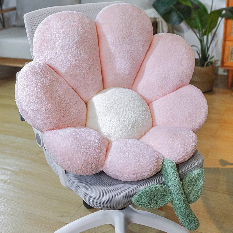 wickedafstore Ins Flower Pillow Office Chair Lumbar Back Cushion Cute Plush Sofa Throw Pillows Soft Elastic Decor Cushions Winter Oreiller