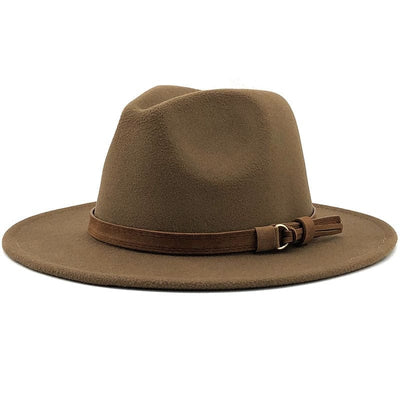 wickedafstore Khaki / 56-58CM Eridian Fedora Hat With Leather Ribbon