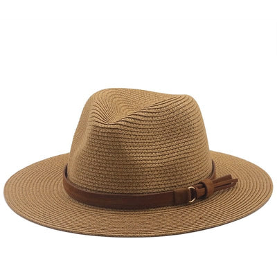 wickedafstore Khaki Memphis Straw Fedora Hat