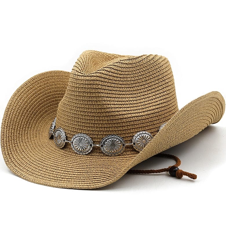 wickedafstore Khaki Wesley Straw Western Cowboy Hat