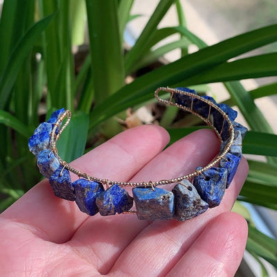 wickedafstore Lapis Lazuli Healing Crystals Cuff Bangle