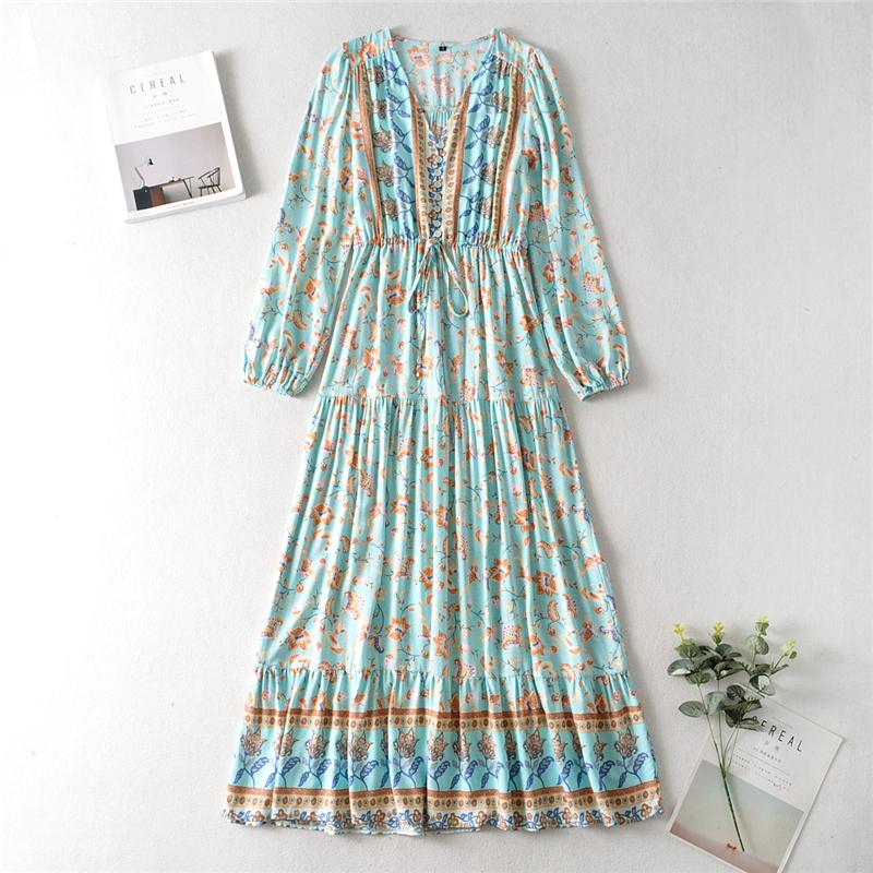 long sleeve hippie dress Laurentia Long Sleeve Boho Dress