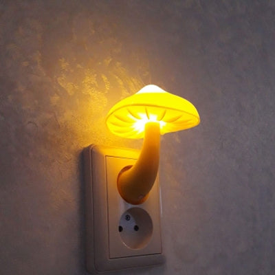 wickedafstore Led Night Light Mushroom Wall Socket Lamp Eu Us Plug Warm White Light-control Sensor Bedroom Light Home Decoration