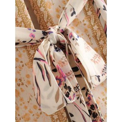 wickedafstore Leona Floral Maxi Kimono In Beige